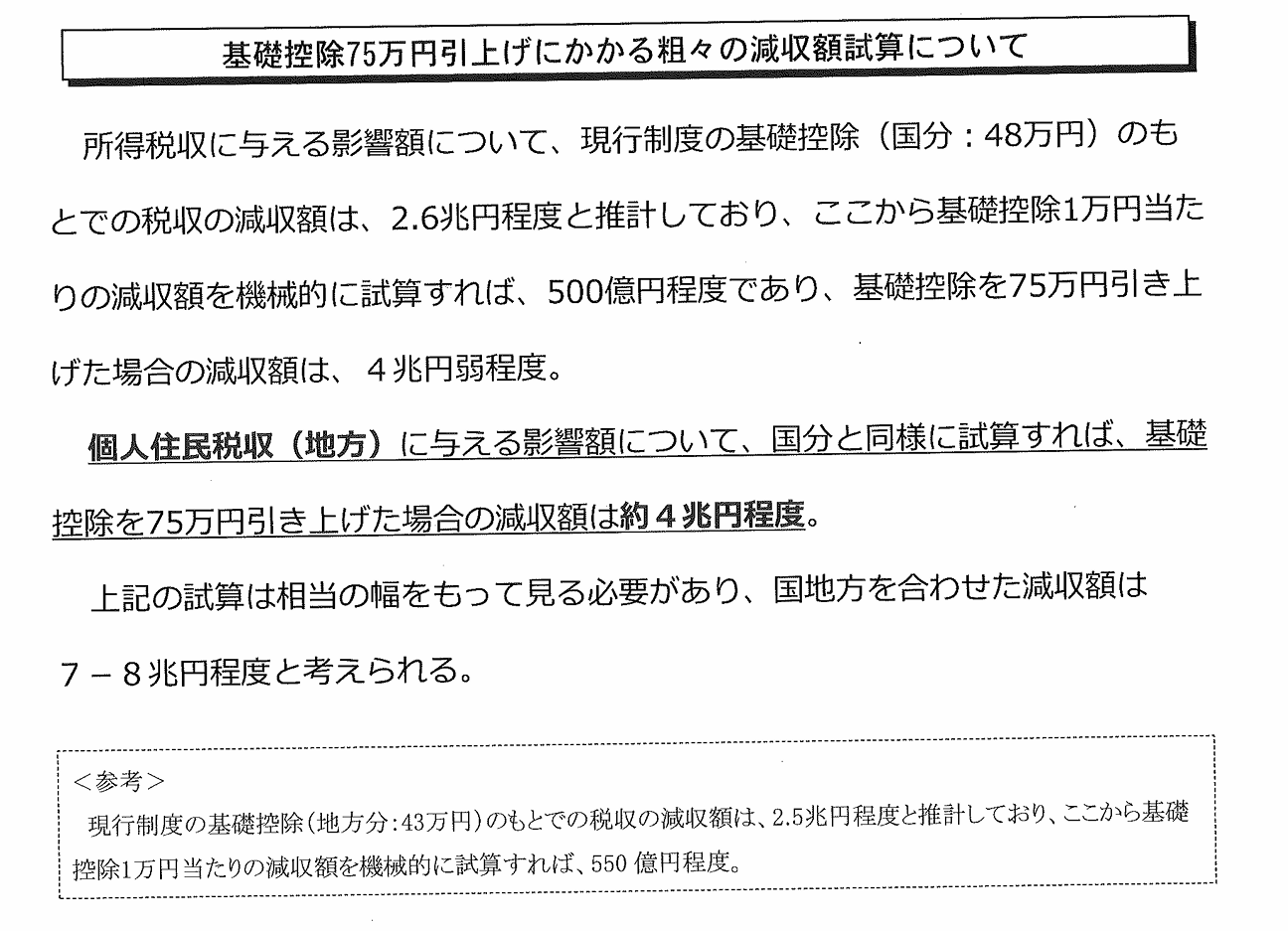 国民民主党の「103万円控除引上げ案」対策に総務省が知事会で説得か　 霞が関によるレクと言う名の反対工作　