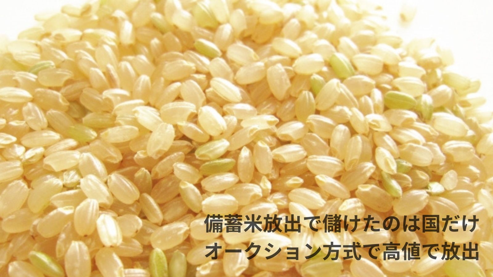 スクープレポート　備蓄米を市場に放出しても米価が下がらないのは何故か  現役国会議員秘書　　紅　良作